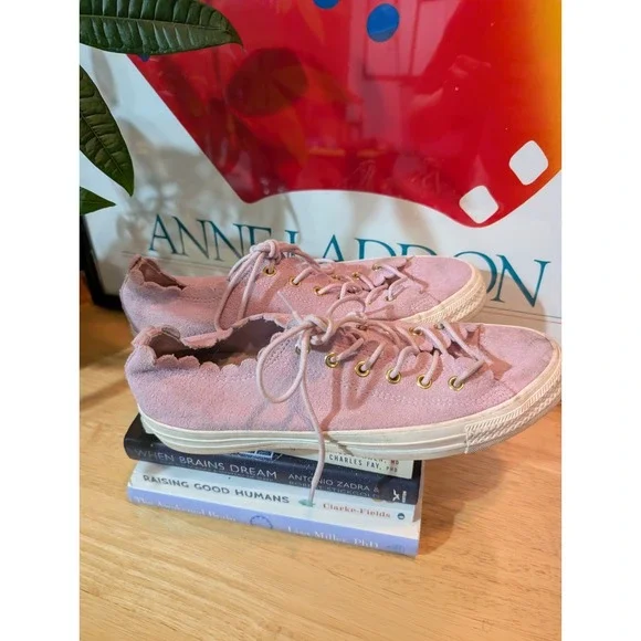 Converse CT All Star Frilly Thrills Low Pink Foam Suede Sneakers Size 10 - Picture 6 of 10